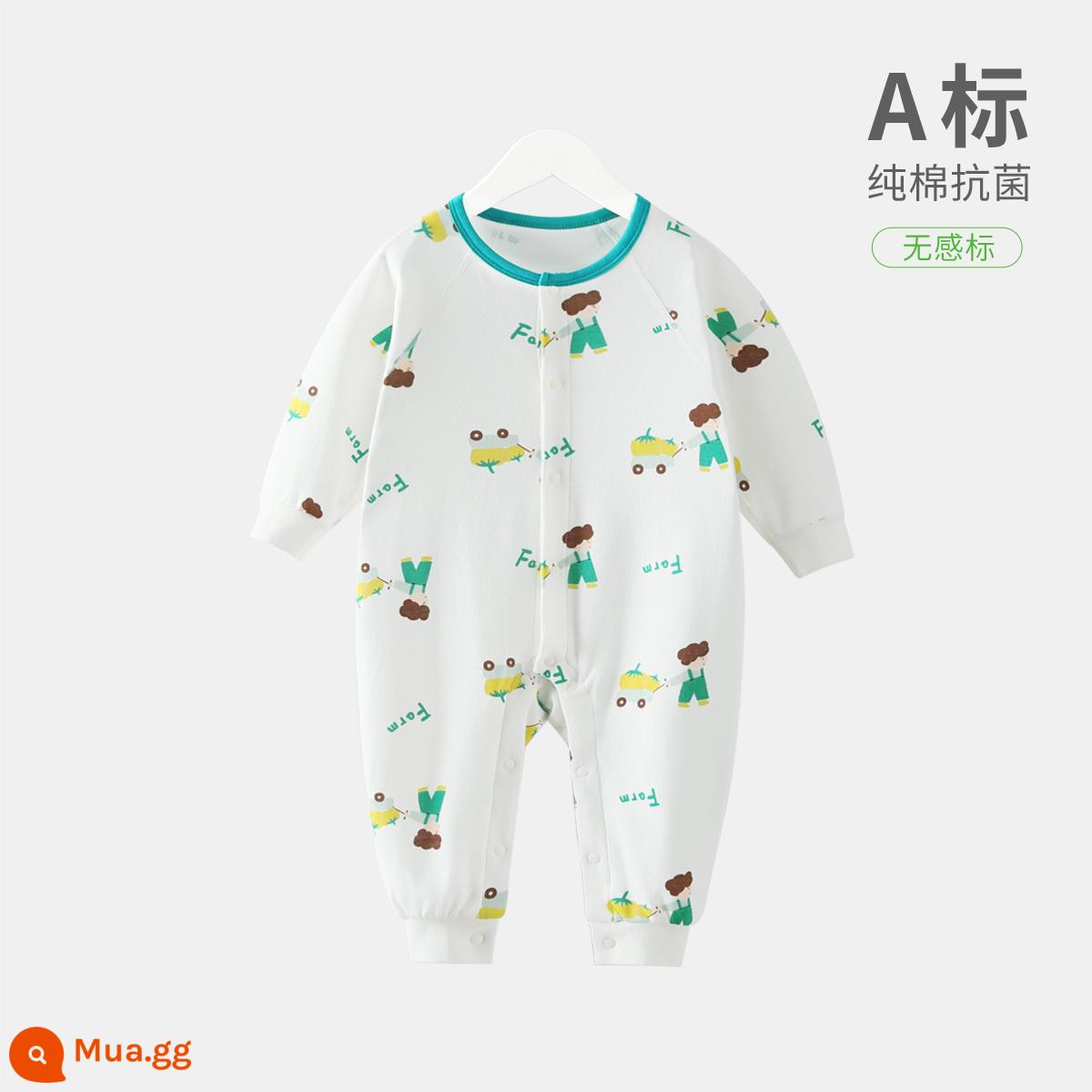 [Số lượng có hạn năm con thỏ] Qiqi Bear Baby New Year Romper Red Baby Trăng tròn Jumpsuit mùa đông cotton nguyên chất ấm áp - Q100509 Nước cốt dừa trắng [Hộp quà]