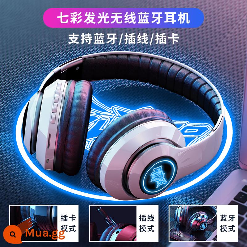 Tai nghe bluetooth không dây tai nghe chơi game phát sáng gắn trên đầu loa siêu trầm Huawei Apple Xiaomi điện thoại di động máy tính phổ thông - Graffiti thời trang màu trắng chói đầy màu sắc/ba chế độ