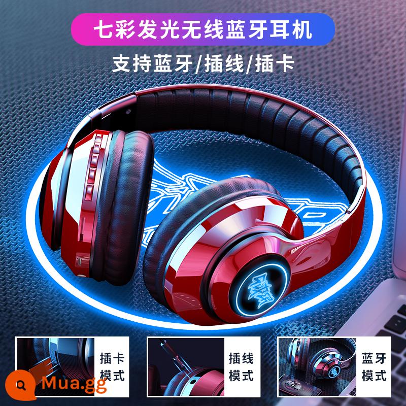 Tai nghe bluetooth không dây tai nghe chơi game phát sáng gắn trên đầu loa siêu trầm Huawei Apple Xiaomi điện thoại di động máy tính phổ thông - Graffiti thời trang màu đỏ rực rỡ/ba chế độ