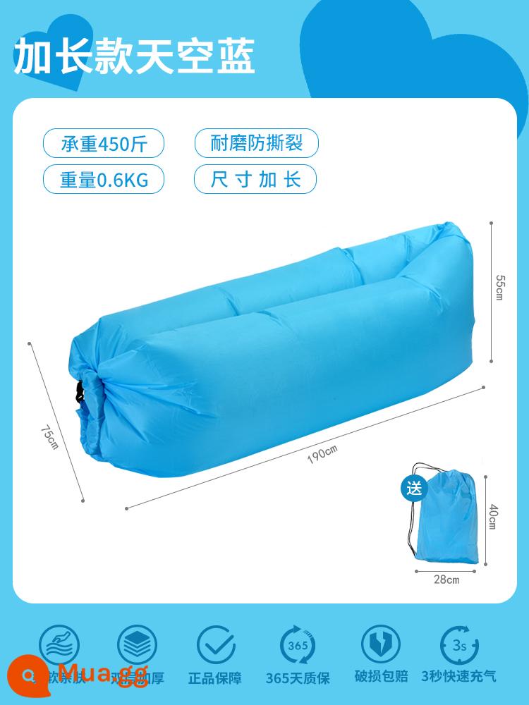 Nguyên Thủy Ngoài Trời Bơm Hơi Sofa Lười Không Giường Đơn Lễ Hội Âm Nhạc Di Động Đệm Không Khí Nệm Cắm Trại Tiếp Liệu - Sky Blue [tải trọng 450 catties/vải sợi polyester dày] đi kèm túi đựng