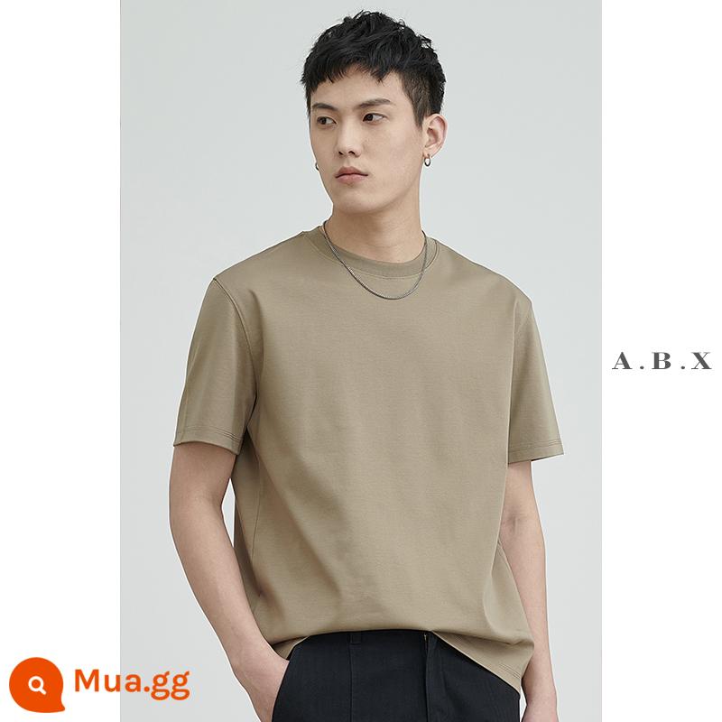 Mùa Hè Tùy Chỉnh Hai Mặt Làm Bóng 40 Cotton Áo Thun Nam Dáng Rộng Tất Cả Trận Đấu Nam Đáy Áo Sơ Mi Trắng - Khaki