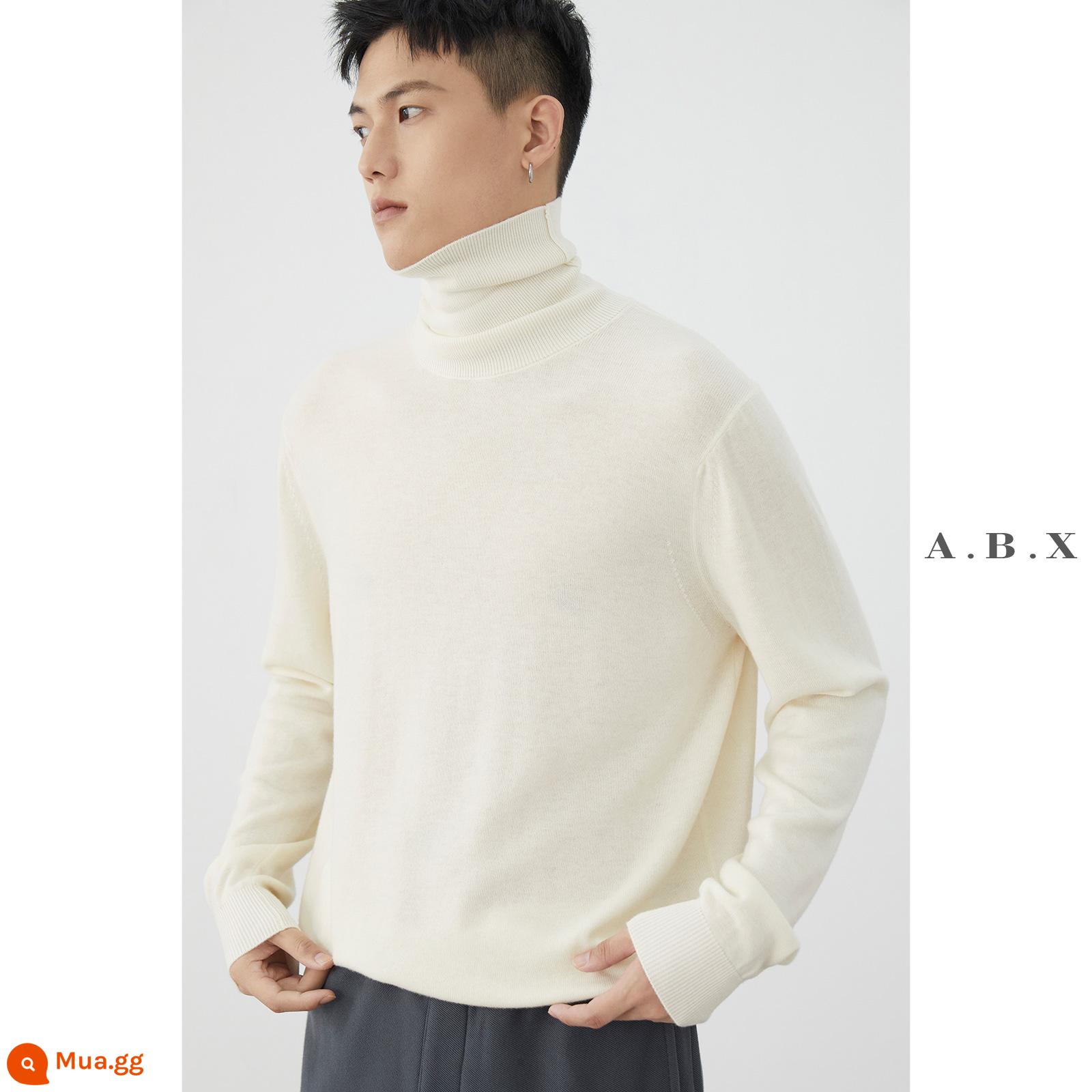 Mùa Thu Đông Có Thể Giặt Bằng Máy 48 Merino 100 Nguyên Chất Len Trắng Áo Len Cao Cổ Nam Bên Trong Đáy Dệt Kim - áo cổ lọ màu trắng