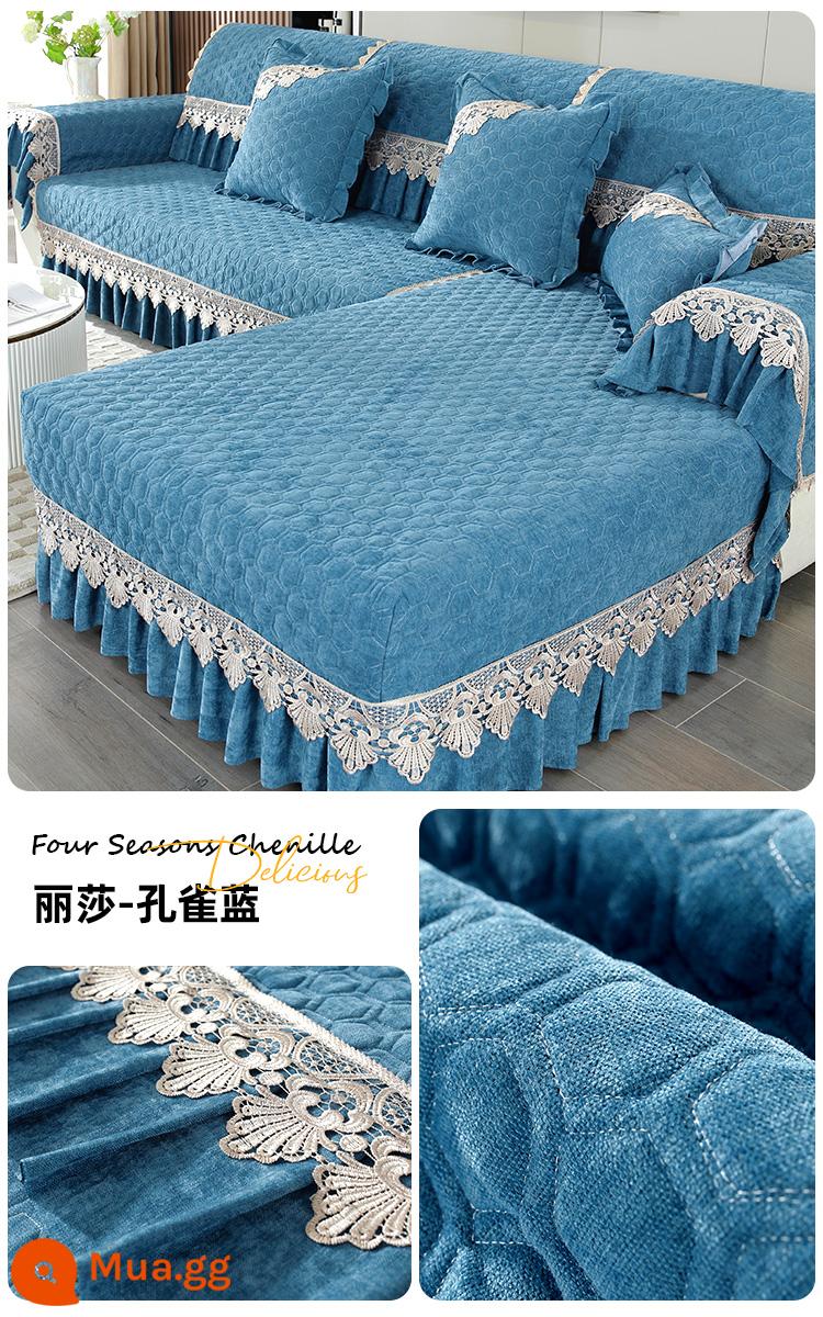 Vỏ sofa cho tất cả các mùa, ghế tùy chỉnh, phong cách châu Âu, phong cách Trung Quốc mới, ba chỗ ngồi, một ghế dài, đệm sofa trọn gói kiểu mới 2023 - Lisa-Con Công Xanh