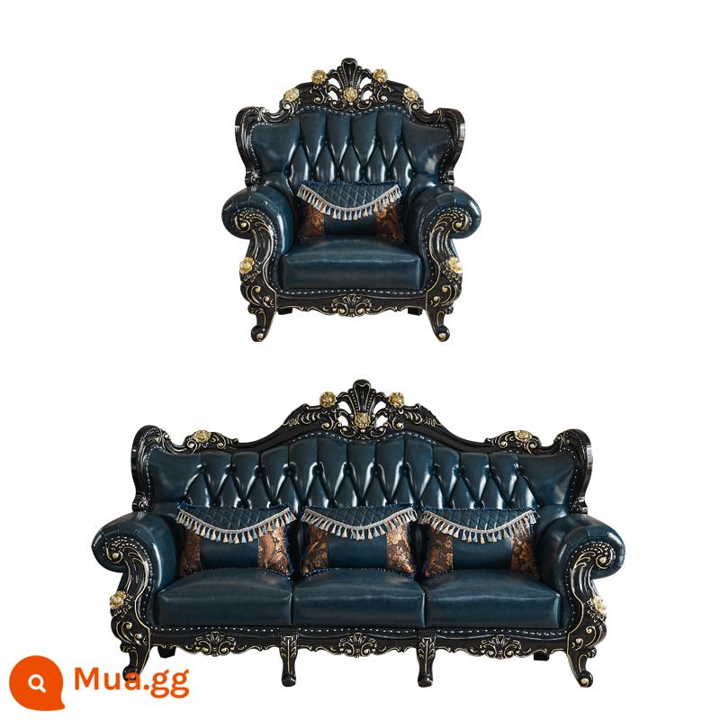 Sofa da kiểu châu Âu 123 kết hợp gỗ rắn bằng gỗ đặc biệt đơn giản ở châu Âu sang trọng phòng khách phòng khách retro nội thất retro - Độc thân + ba người