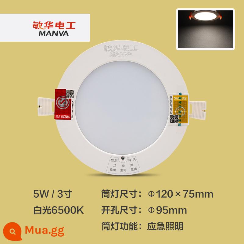 Đèn downlight khẩn cấp Minhua led nhúng khi mất điện chiếu sáng khẩn cấp tự động downlight 3 inch 4 inch LED downlight - Đèn trắng 3 inch 5W khoan 95mm