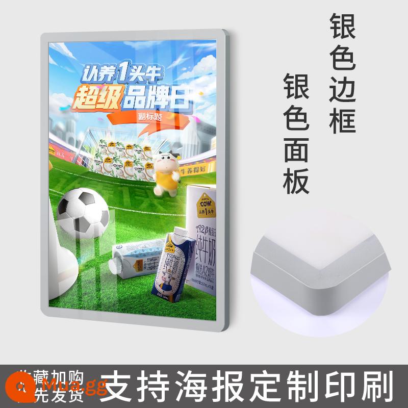 Khung quảng cáo thang máy hợp kim nhôm khung bảng hiển thị acrylic khung ảnh công khai khung ảnh từ tính treo tường hút từ tính khung áp phích - bề mặt bạc cạnh bạc