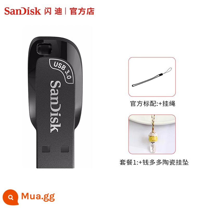 Ổ đĩa flash SanDisk 32G mini dung lượng lớn máy tính sinh viên Ổ USB flash 64G tùy chỉnh Đĩa U văn phòng chính hãng mã hóa 128G - Đen 32G (giao diện 3.0)