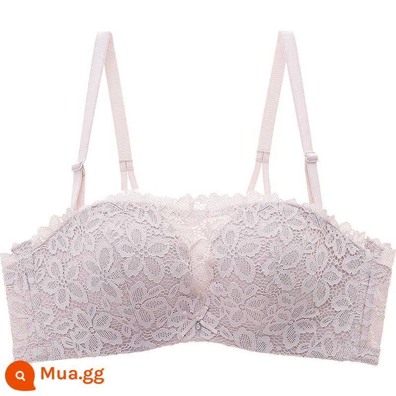 Vẻ đẹp đô thị trái tim hoa nhỏ cosmos ren không có vòng thép áo ngực sexy ngực nhỏ push up quần lót nữ 2B0505 - [Vòng thép mềm ren hoa đào] Tinh bột củ sen