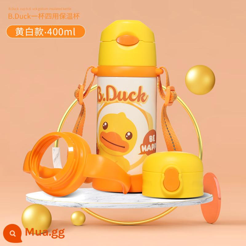 Bduck Little Yellow Duck Children Cup với đàn ông và phụ nữ trẻ em bé không gỉ Thép không gỉ Khăn uống uống nước uống nước uống - 400ml mô hình vịt nghịch ngợm bốn công dụng màu vàng