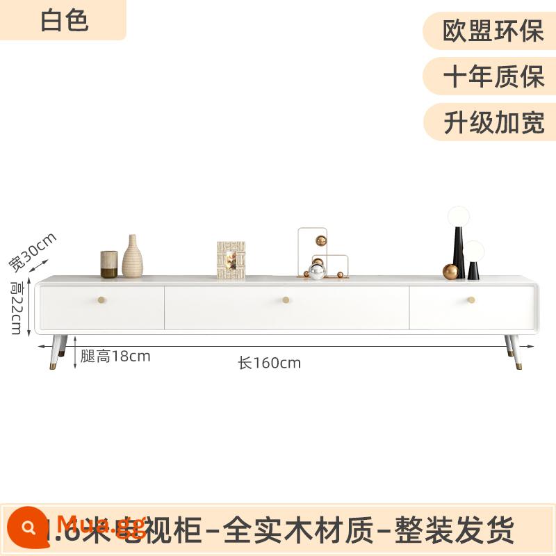 Tủ tivi gỗ nguyên khối kết hợp bàn cà phê đơn giản hiện đại căn hộ nhỏ phòng khách tủ tivi phòng ngủ tủ sàn siêu hẹp - [Mẫu đứng sàn] Tủ TV 1,6 mét màu trắng [nâng cấp để nâng cao và mở rộng]