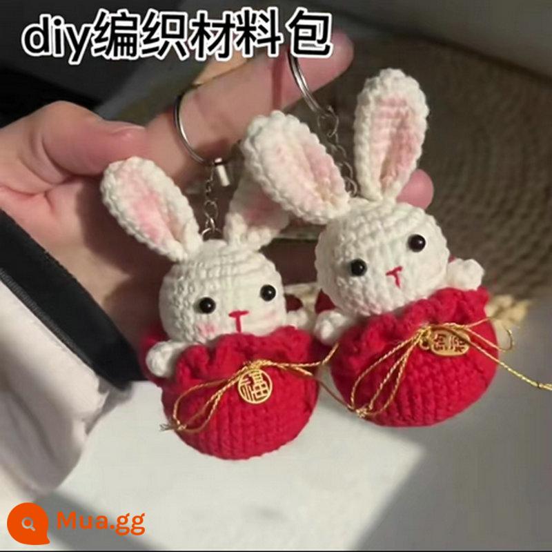 Những điều tốt đẹp xảy ra mặt dây chuyền handmade tự làm chất liệu gói đan móc quả hồng đậu phộng chìa khóa quà tặng búp bê - Gói vật liệu mặt dây chuyền hình thỏ Nafu phong cách cặp đôi dệt 2 chiếc