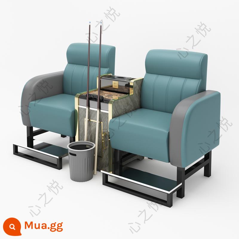 Bàn ghế bi-a mới ghế sofa bi-a ghế bi-a hội trường bi-a ghế đặc biệt ghế xem nhà sản xuất bàn ghế giải trí - Bàn trà gỗ sang trọng cho 2 người màu xanh xám, đệm xốp da nappa sang trọng