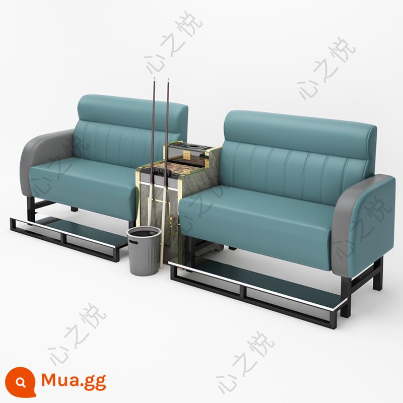 Bàn ghế bi-a mới ghế sofa bi-a ghế bi-a hội trường bi-a ghế đặc biệt ghế xem nhà sản xuất bàn ghế giải trí - Bàn trà gỗ sang trọng cho 4 người màu xanh xám, đệm mút da nappa sang trọng