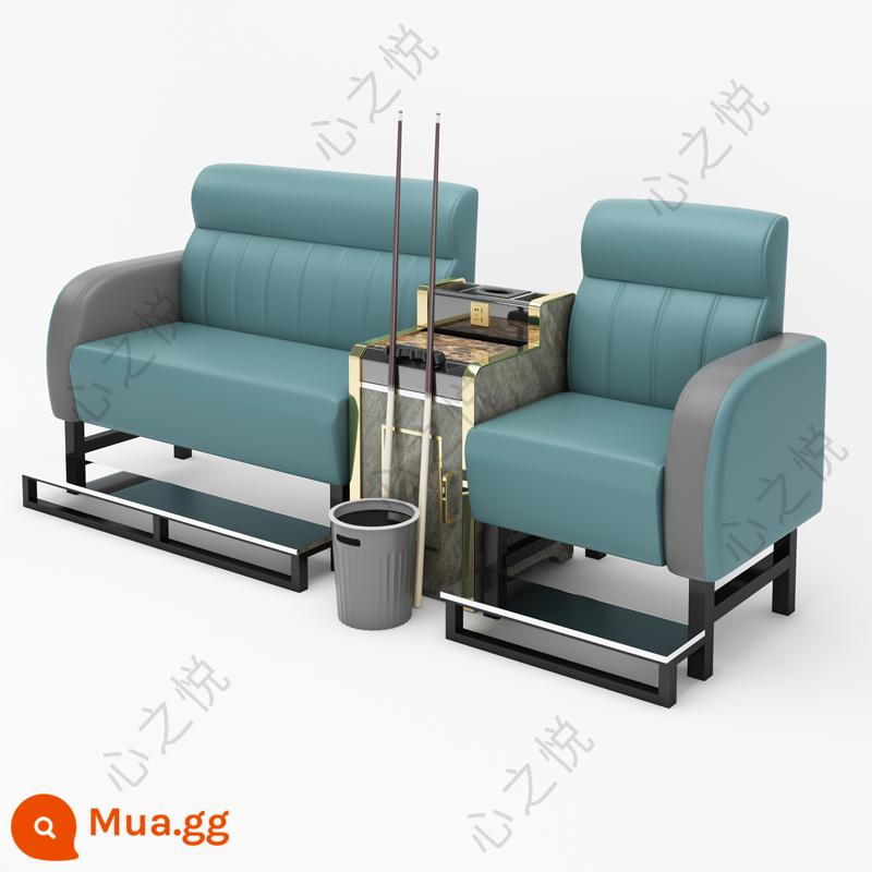 Bàn ghế bi-a mới ghế sofa bi-a ghế bi-a hội trường bi-a ghế đặc biệt ghế xem nhà sản xuất bàn ghế giải trí - Bàn trà gỗ sang trọng cho 3 người màu xanh xám, đệm xốp da nappa sang trọng