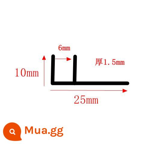 5mm681012mm hợp kim nhôm hồ sơ khe cắm thẻ khóa màu đen và trắng dải cạnh trượt ray dẫn hướng bọc dải trang trí trong khe F - Độ dày 6mm/mét trong vòng 25*10mm