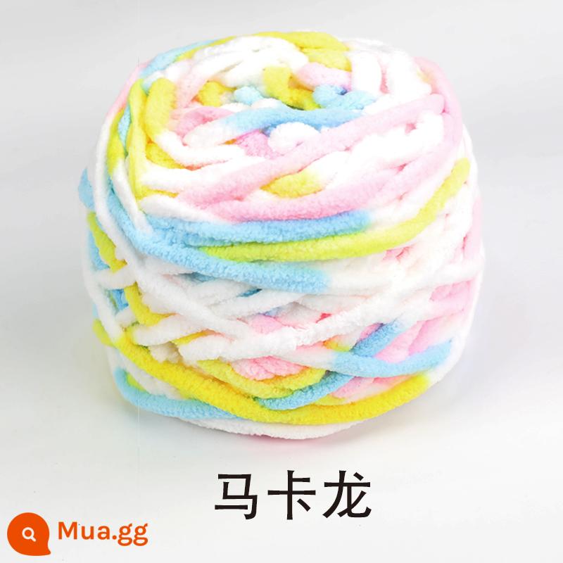 Băng dòng len dày handmade DIY dệt kim khăn len bóng móc móc dép sợi mềm tự dệt len ​​bóng - bánh macaron