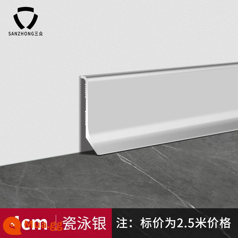 Tấm ốp chân tường bằng hợp kim nhôm dày 4 cm cực hẹp Đường chân tường 6/8cm kim loại đường viền chân tường bằng thép không gỉ đường góc không thấm nước - Chiều rộng 4 cm-sứ bạc/2,5 mét