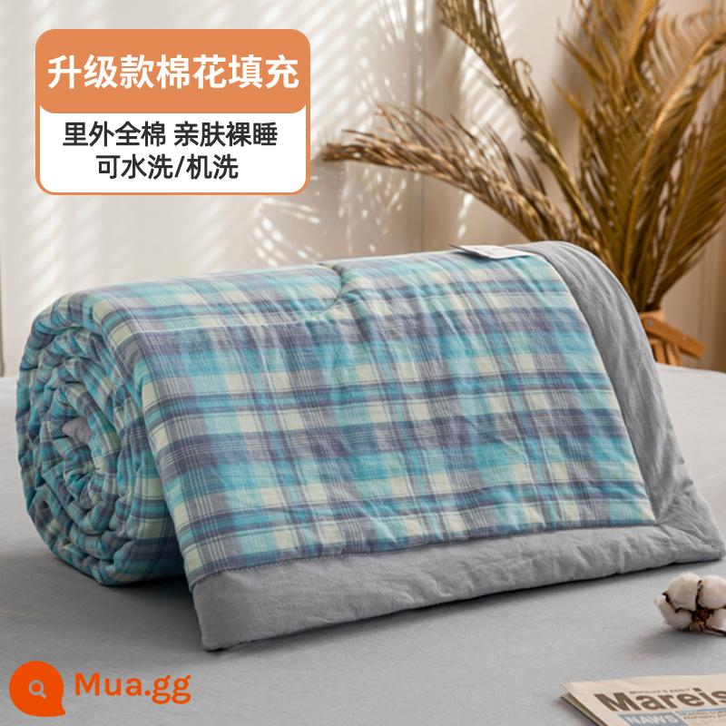 100% cotton bên trong và bên ngoài chăn mùa hè chăn điều hòa mùa hè chăn mát cotton nguyên chất đôi đơn có thể giặt bằng máy mùa hè lõi chăn mỏng - Bầu trời đầy sao xanh [100% cotton bên trong và bên ngoài, mềm mại và thân thiện với da]