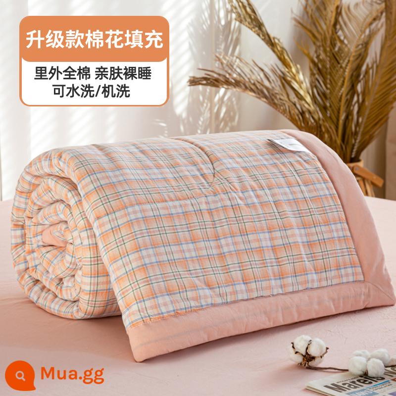 100% cotton bên trong và bên ngoài chăn mùa hè chăn điều hòa mùa hè chăn mát cotton nguyên chất đôi đơn có thể giặt bằng máy mùa hè lõi chăn mỏng - Kelly Orange [100% cotton bên trong và bên ngoài, mềm mại và thân thiện với da]