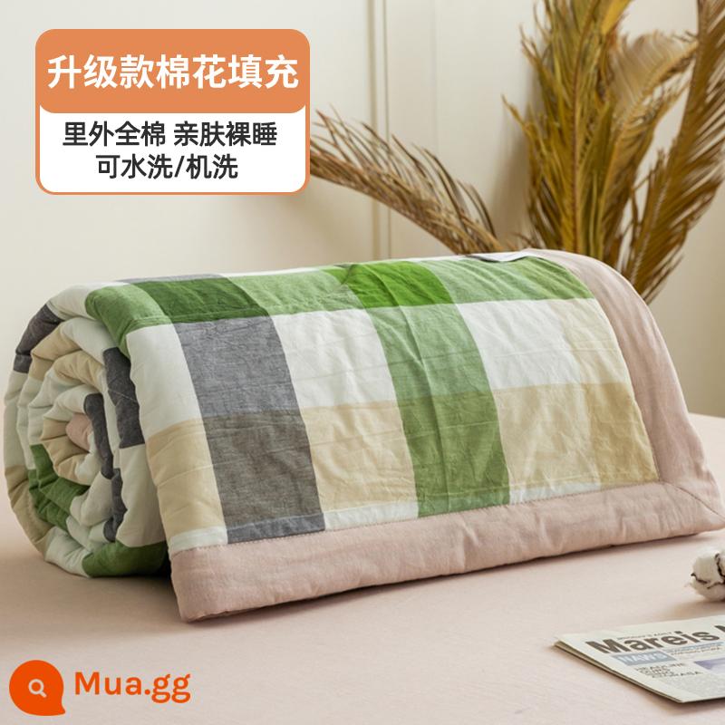 100% cotton bên trong và bên ngoài chăn mùa hè chăn điều hòa mùa hè chăn mát cotton nguyên chất đôi đơn có thể giặt bằng máy mùa hè lõi chăn mỏng - Lưới xanh tươi Haiqing [100% cotton bên trong và bên ngoài, mềm mại và thân thiện với da]