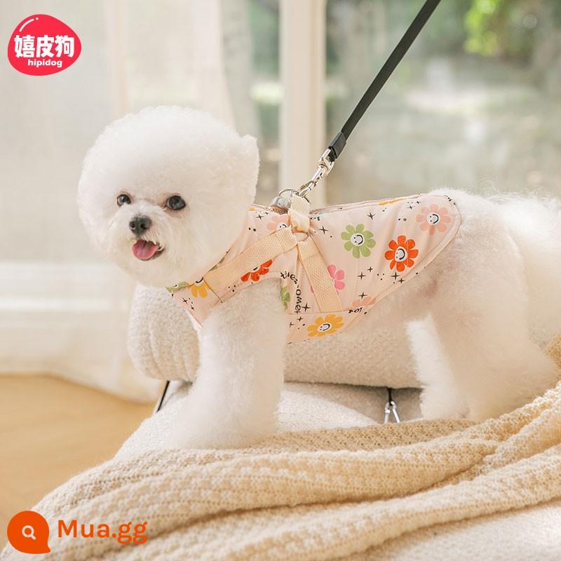 Người nổi tiếng trên mạng con chó con quần áo thu đông vest Teddy Bichon Pomeranian Schnauzer chó nhỏ thú cưng mùa đông ấm áp - Hoa hồng (có thể kéo)