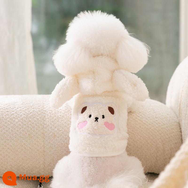 Có Mũ Trùm Đầu Trang Chó Con Quần Áo Mùa Thu Đông Bông Bichon Mèo Pomeranian Schnauzer Chó Nhỏ Thú Cưng Mùa Đông - gấu màu be