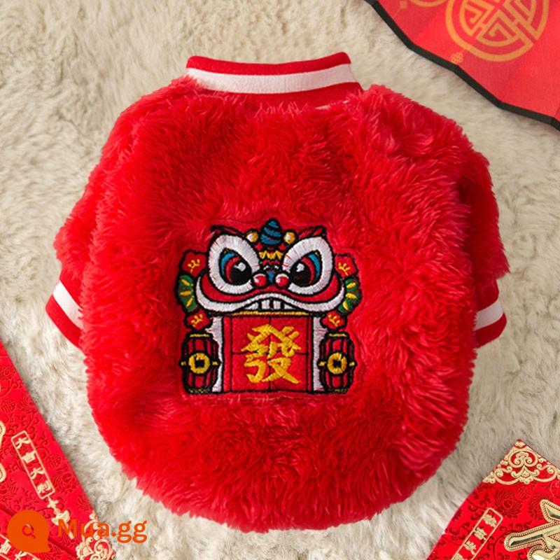 Thỏ năm mới có dây xích chó con Chúc mừng năm mới quần áo mùa đông Teddy Bixiong mèo con chó nhỏ thú cưng mùa thu đông - vận may màu đỏ