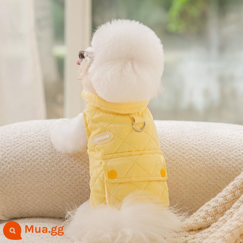 Người nổi tiếng trên mạng con chó con quần áo thu đông vest Teddy Bichon Pomeranian Schnauzer chó nhỏ thú cưng mùa đông ấm áp - Ba lô màu vàng (có thể kéo được)