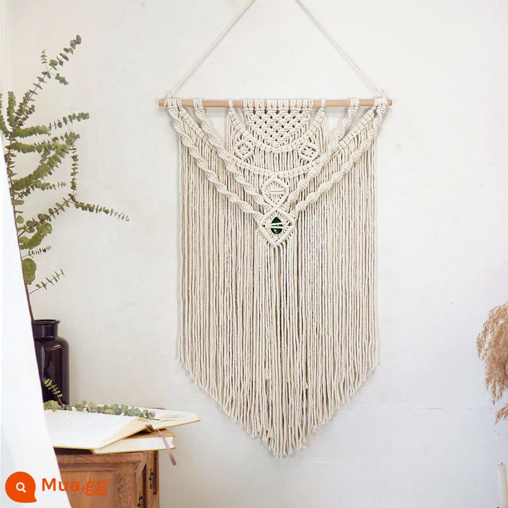 Phong Cách Bắc Âu Giường Và Bữa Sáng Trang Trí Tường Phòng Ngủ Dệt Thảm Thủ Công Lông Lá Bohemian Treo Tường Trang Trí Mặt Dây Chuyền - Màu be z208(55*75cm)