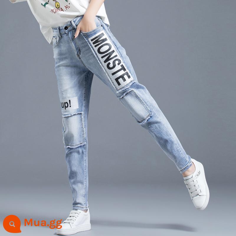 Denim Thông 69.5/Cái 100/2 Mảnh Trang Quần Jean Nữ Thu Đông Cao Cấp Bố Quần - Mẫu đơn màu xanh nhạt YZS139