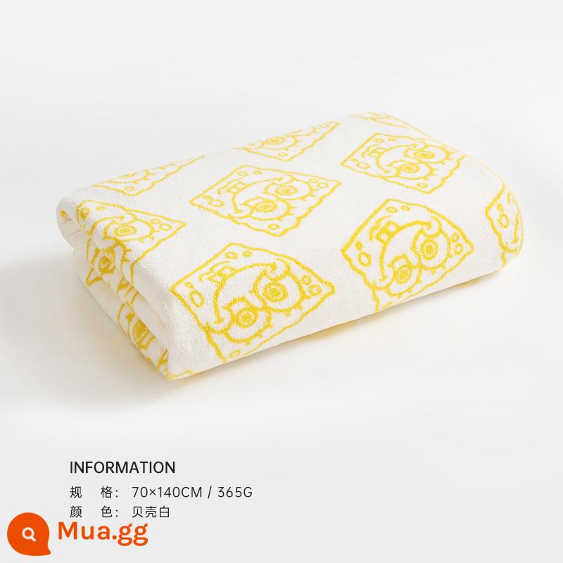 Khăn tắm kháng khuẩn Sanli SpongeBob Gia dụng nữ Thấm nước cho trẻ em hơn Cotton nguyên chất Khăn nam khô nhanh Khăn lông cừu san hô Nam - [Phong cách in] Vỏ trắng (70 * 140CM kháng khuẩn và chống mạt)