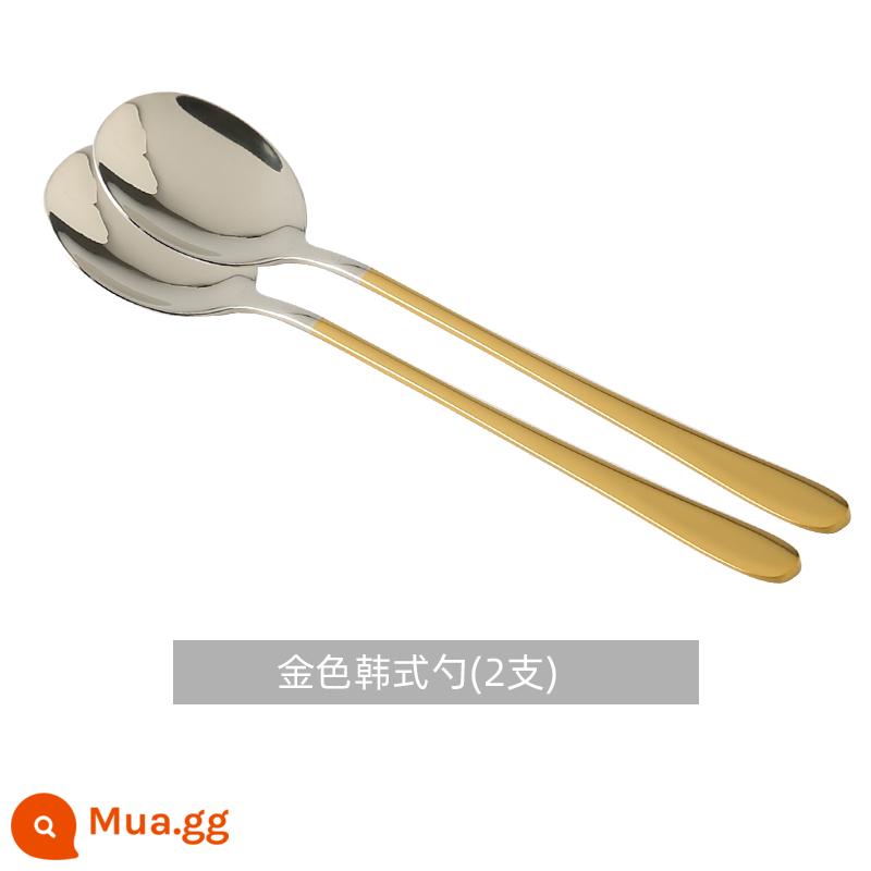 Muỗng inox 304 Kawashima House gia dụng cao cấp thìa ăn bibimbap Hàn Quốc thìa canh cán dài thìa múc súp thìa để bàn - Thìa vàng Hàn Quốc (2 chiếc)