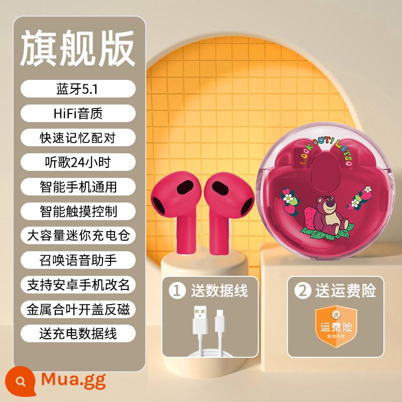 Tai nghe bluetooth true wireless Disney thời lượng pin siêu dài cute 2022 phong cách mới phù hợp Huawei Xiaomi Apple - Space Capsule - Đỏ [Space Capsule Gấu Dâu + Thay thế một năm + Chất lượng âm thanh HIFI]