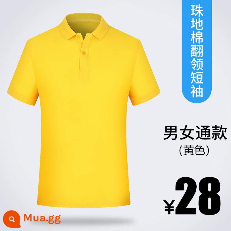 Áo sơ mi polo áo phông tùy chỉnh văn hóa quảng cáo áo sơ mi quần áo làm việc tùy chỉnh quần áo làm việc ngắn tay quần áo làm việc mùa hè logo in tùy chỉnh - Piqué màu vàng bông