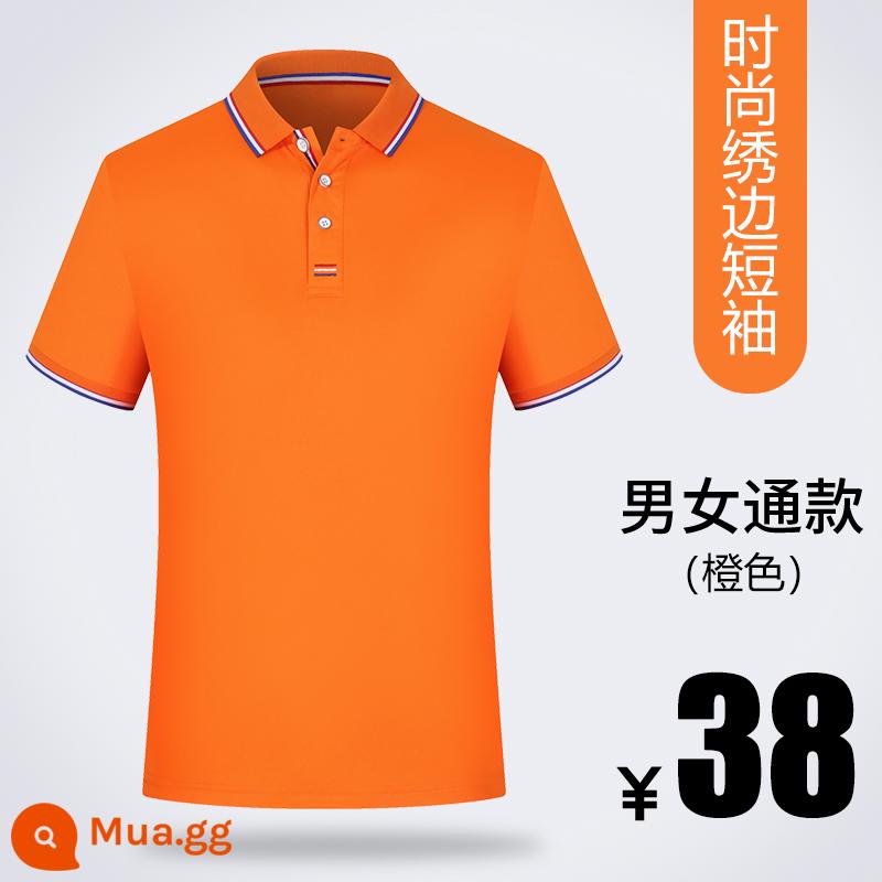 Áo sơ mi polo áo phông tùy chỉnh văn hóa quảng cáo áo sơ mi quần áo làm việc tùy chỉnh quần áo làm việc ngắn tay quần áo làm việc mùa hè logo in tùy chỉnh - Viền thêu thời trang màu cam