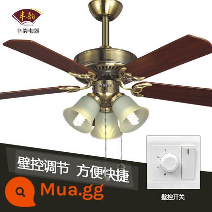 Fengyun Electric FY-113 Quạt trần 42 inch Đèn quạt điện Nhà hàng đơn giản Quạt đèn chùm Quạt trần cổ châu Âu - điều khiển tường