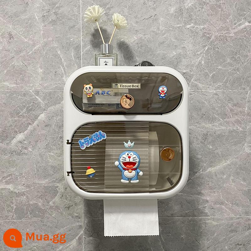 Phòng trang điểm hộp đựng khăn giấy đục lỗ kệ hoạt hình toilet chống nước treo tường nhà tắm cuộn giấy vệ sinh giấy vệ sinh hộp giấy vệ sinh có thể chiết xuất - Hai lớp-Yabai-Dingdang