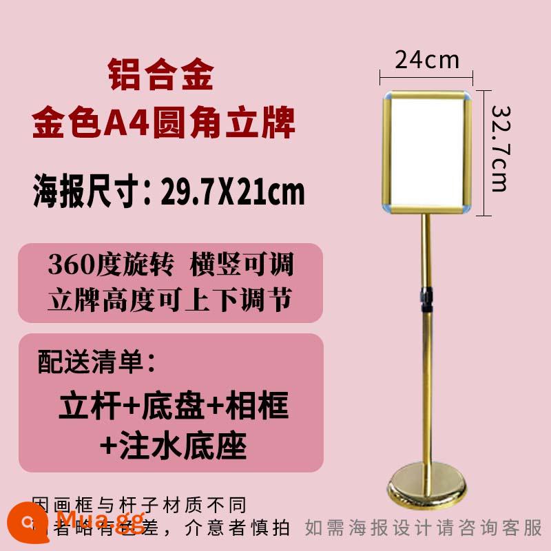 Thép không gỉ a4 dấu hiệu đứng dấu hiệu dọc dấu hiệu biển quảng cáo dấu hiệu nước a3 trưng bày khách sạn đứng nghệ thuật đứng - A4 vàng [các góc bo tròn]