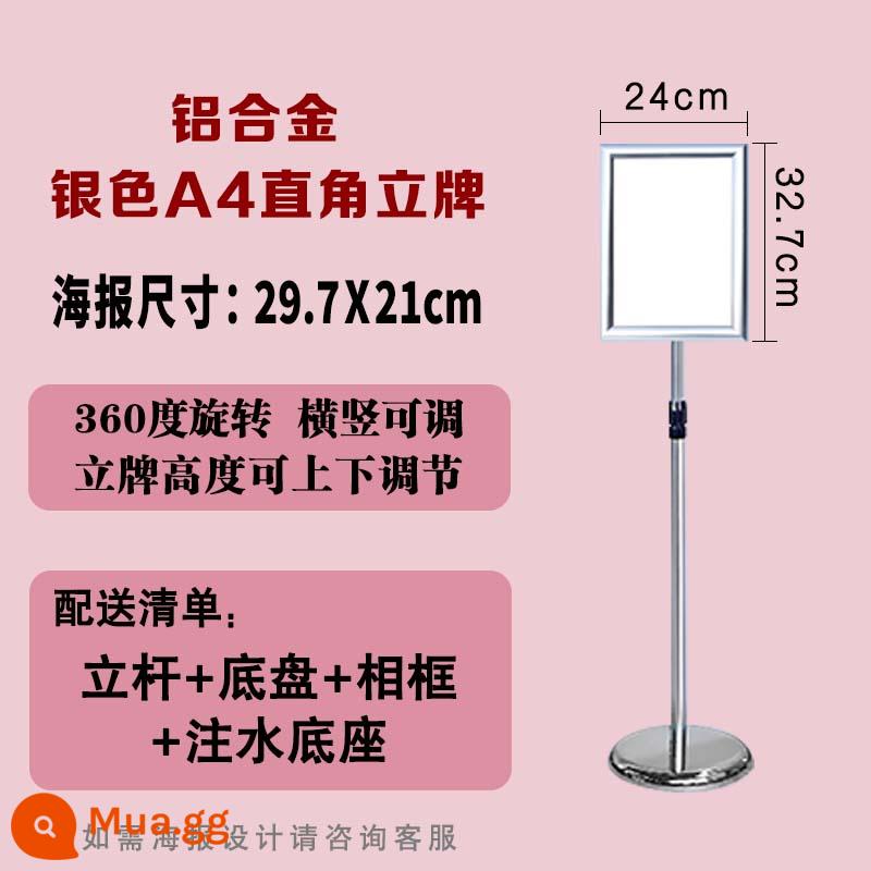 Thép không gỉ a4 dấu hiệu đứng dấu hiệu dọc dấu hiệu biển quảng cáo dấu hiệu nước a3 trưng bày khách sạn đứng nghệ thuật đứng - A4 bạc [góc vuông]