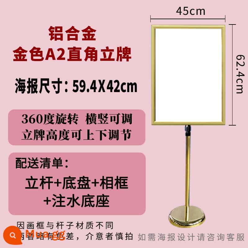 Thép không gỉ a4 dấu hiệu đứng dấu hiệu dọc dấu hiệu biển quảng cáo dấu hiệu nước a3 trưng bày khách sạn đứng nghệ thuật đứng - A2 vàng [góc vuông]