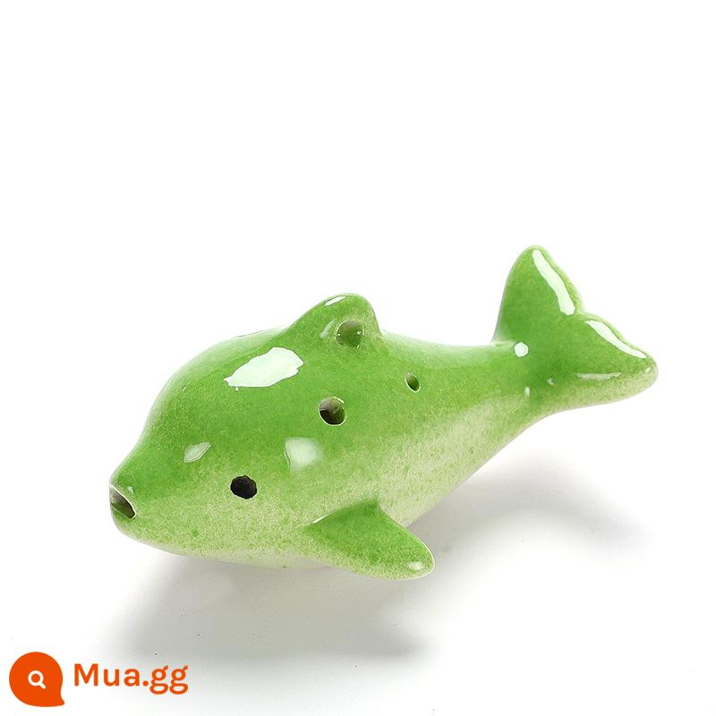 Cá heo ocarina 6 lỗ cho người mới bắt đầu gửi hướng dẫn alto C-tune học sinh bắt đầu chơi nhạc cụ sáu lỗ khắc tên chuyên nghiệp - Đuôi thẳng lớn màu xanh cá heo [với bộ phụ kiện đầy đủ]