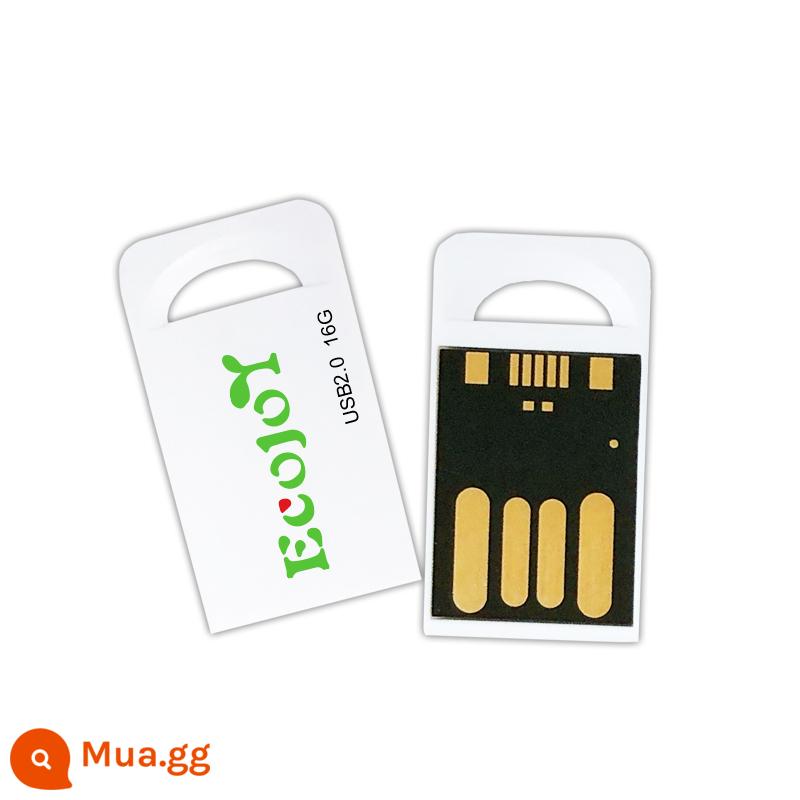 ECOJOY/Art Thưởng thức ổ đĩa flash 16GUSB 2.0 điện thoại di động mini không sắt siêu mỏng đĩa U nhỏ chống nước không kim loại USB công ty - 16G[ngắn]có lỗ-màu trắng