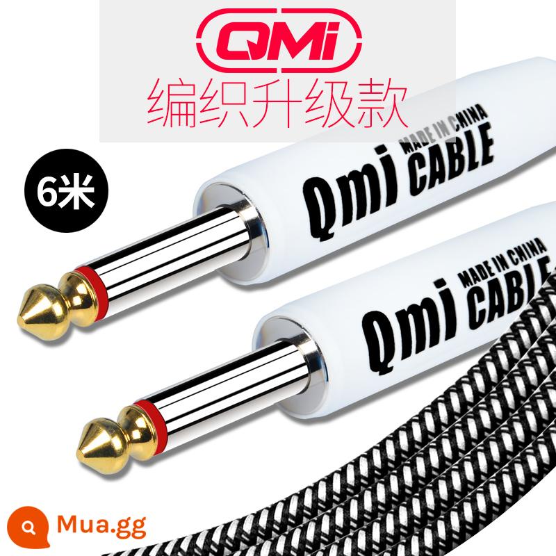 Qmi đàn guitar điện cáp 2 3 6 10 20 mét cáp âm thanh loa bass hộp điện nhạc cụ bằng gỗ giảm tiếng ồn - 6m nâng cấp đen trắng