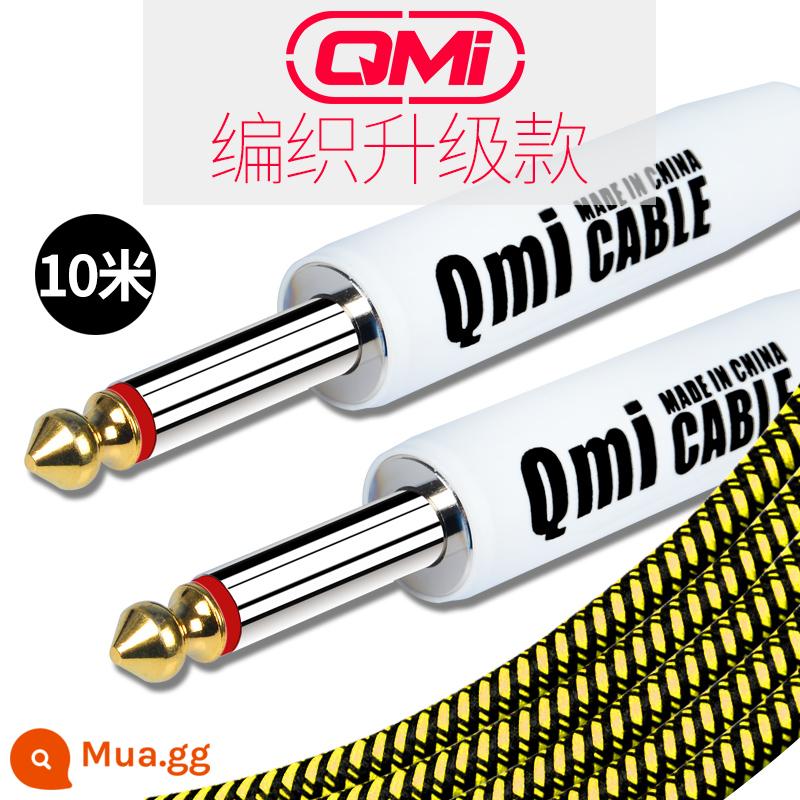 Qmi đàn guitar điện cáp 2 3 6 10 20 mét cáp âm thanh loa bass hộp điện nhạc cụ bằng gỗ giảm tiếng ồn - 10m nâng cấp màu vàng và đen