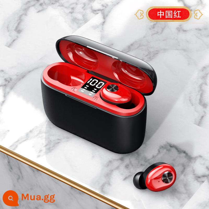 Tai nghe bluetooth không dây thực sự hai tai in-ear micro nhỏ mini mô hình cô gái dễ thương quạt nhỏ phù hợp cho apple huawei - Phiên bản độc quyền đen và đỏ [❤HiFi bass nặng❤]