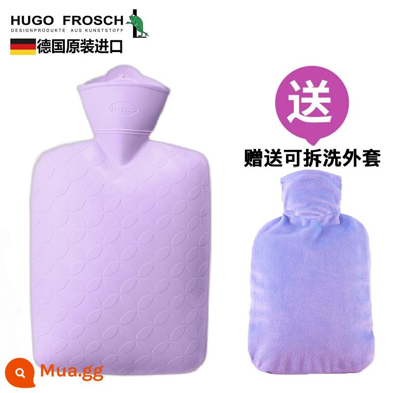 Đức nhập khẩu túi nước nóng xả dày chống cháy nổ HUGO Frosch túi nước nóng lớn chứa đầy nước - Mẫu kim cương 1.8L-Tím Maca (Áo khoác miễn phí)