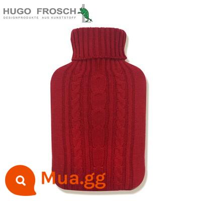 Đức nhập khẩu túi nước nóng xả dày chống cháy nổ HUGO Frosch túi nước nóng lớn chứa đầy nước - 1.8L ren đỏ (kèm áo khoác nguyên bản)