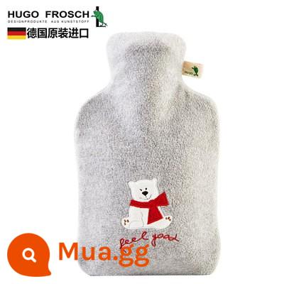 Đức nhập khẩu túi nước nóng xả dày chống cháy nổ HUGO Frosch túi nước nóng lớn chứa đầy nước - Mẫu 1.8L thoải mái - gấu xám (có áo khoác nguyên bản)