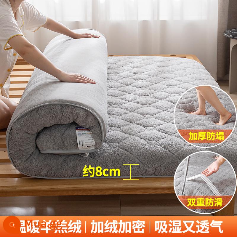 Lamb Fatementents Đệm đệm Catron dày Catron Háng mùa đông Sinh viên Ký túc xá Single Sponge Tatami - Độ dày được nâng cấp - màu xám [sherpa ấm áp, ấm áp khi chạm vào]