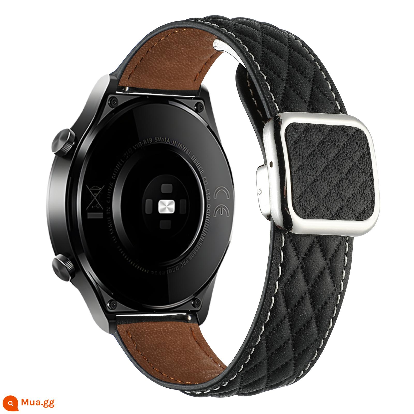 Thích hợp cho Huawei GT4/Watch4/pro vuông khóa hình thoi dây đeo da cừu GT3 đồng hồ GT2 gấp từ tính - Mẫu kim cương nút vuông—(đen)